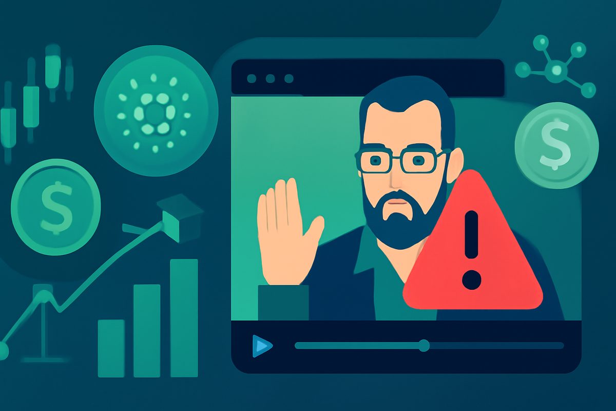 Cardano: IOG призвала избегать YouTube‑канал из‑за скам‑стрима